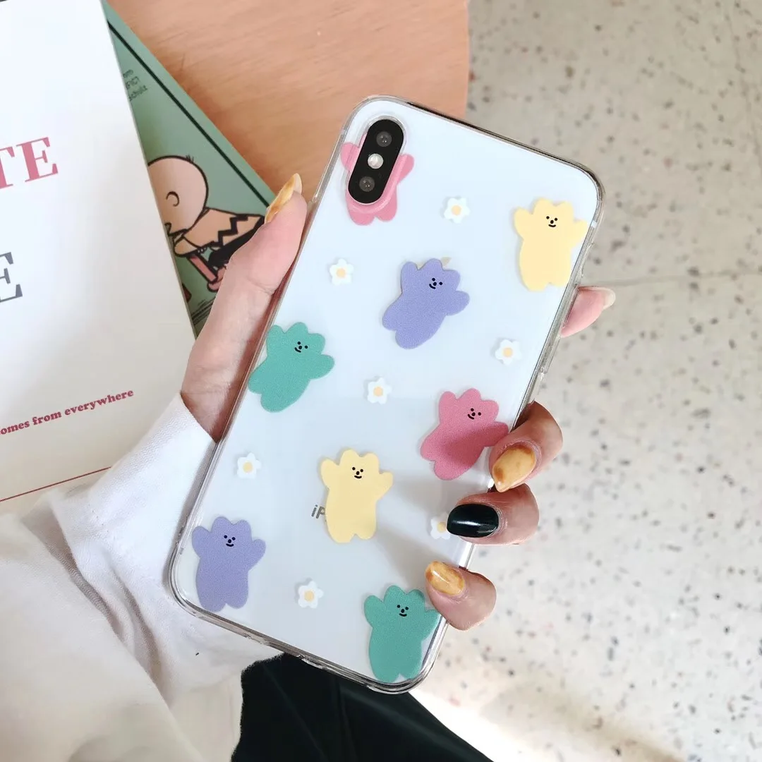 INS Корея супер огонь Простой конфеты медведь чехол для телефона для iphone Xs MAX XR X 6 6s 7 8 plus лето цветок Маргаритка Мягкий ТПУ задняя крышка