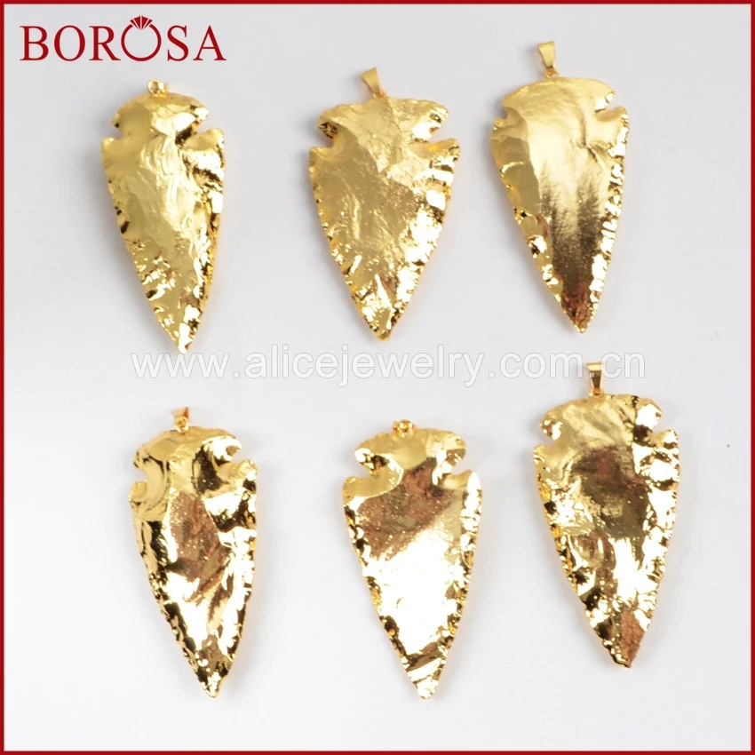 Распродажа BOROSA 5/10 шт. наконечник стрелы полный золотой цвет натуральные