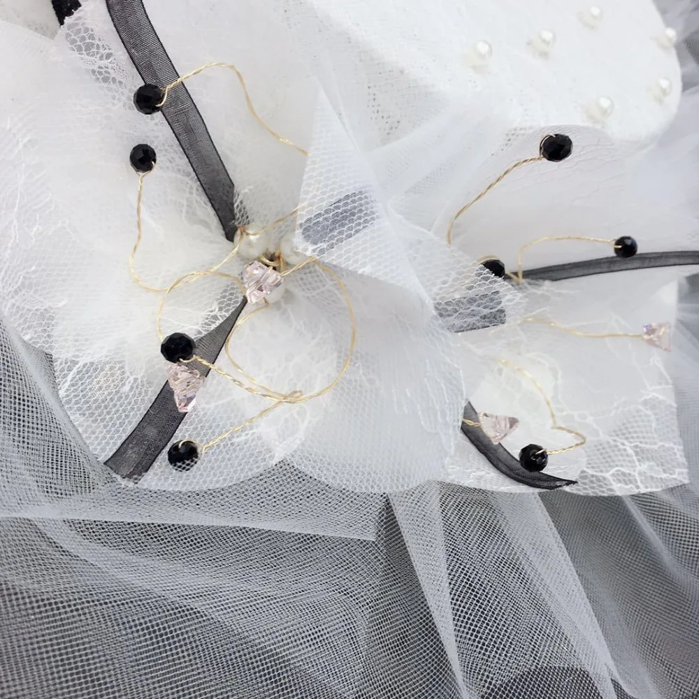 Шляпка невесты Hlinayi украшенная бусинами и цветами аксессуары для банкета