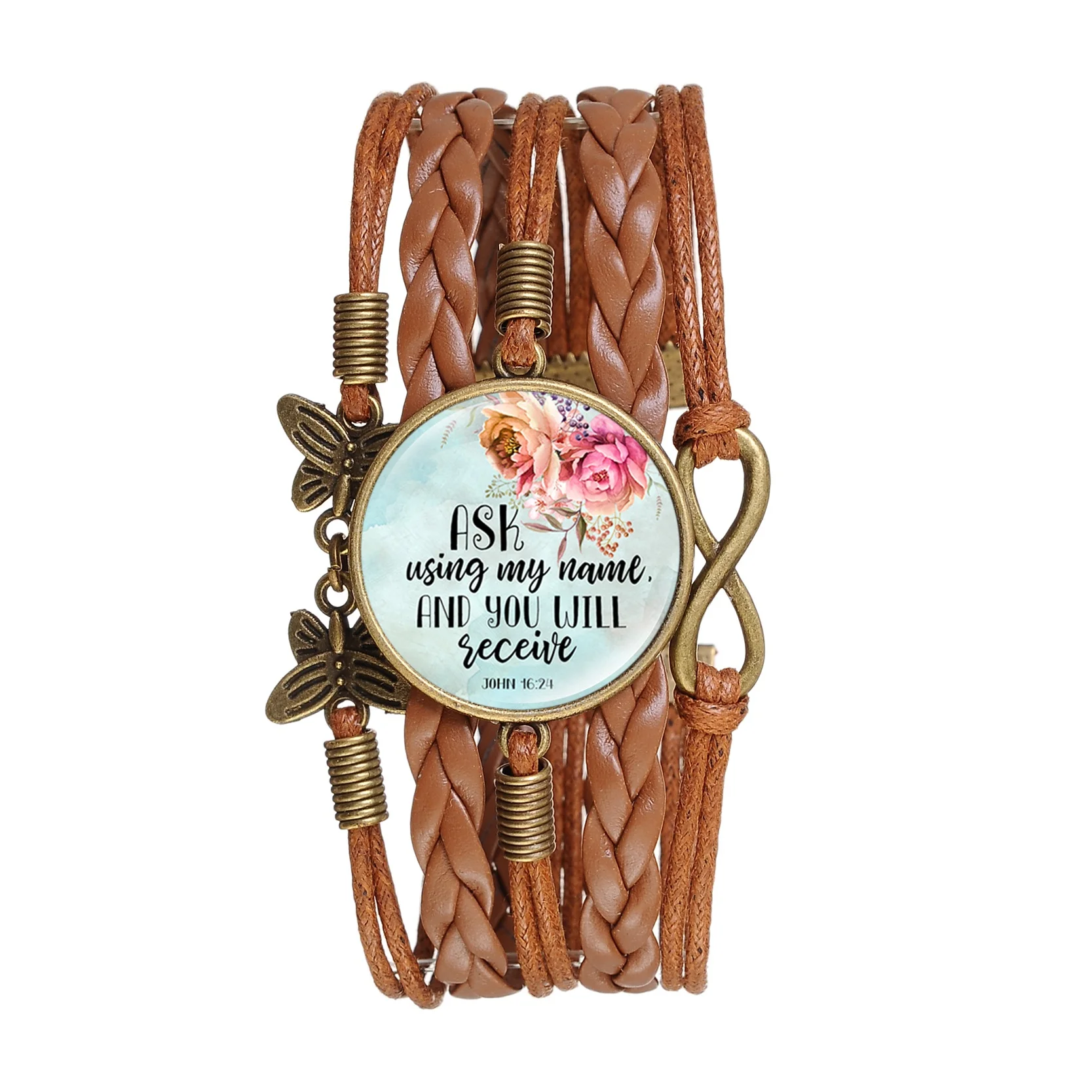 Новый креативный многослойный стеклянный кабошон Библейский стих кожаный