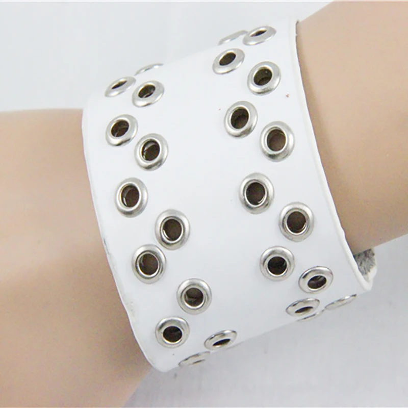 MCSAYS Rocker Punk Jewelry Shoelaces Hole Wide Leather Bracelet Simple-Design Gothic Bangle 80s Hipster Gifts Men's Fashion 4HD |