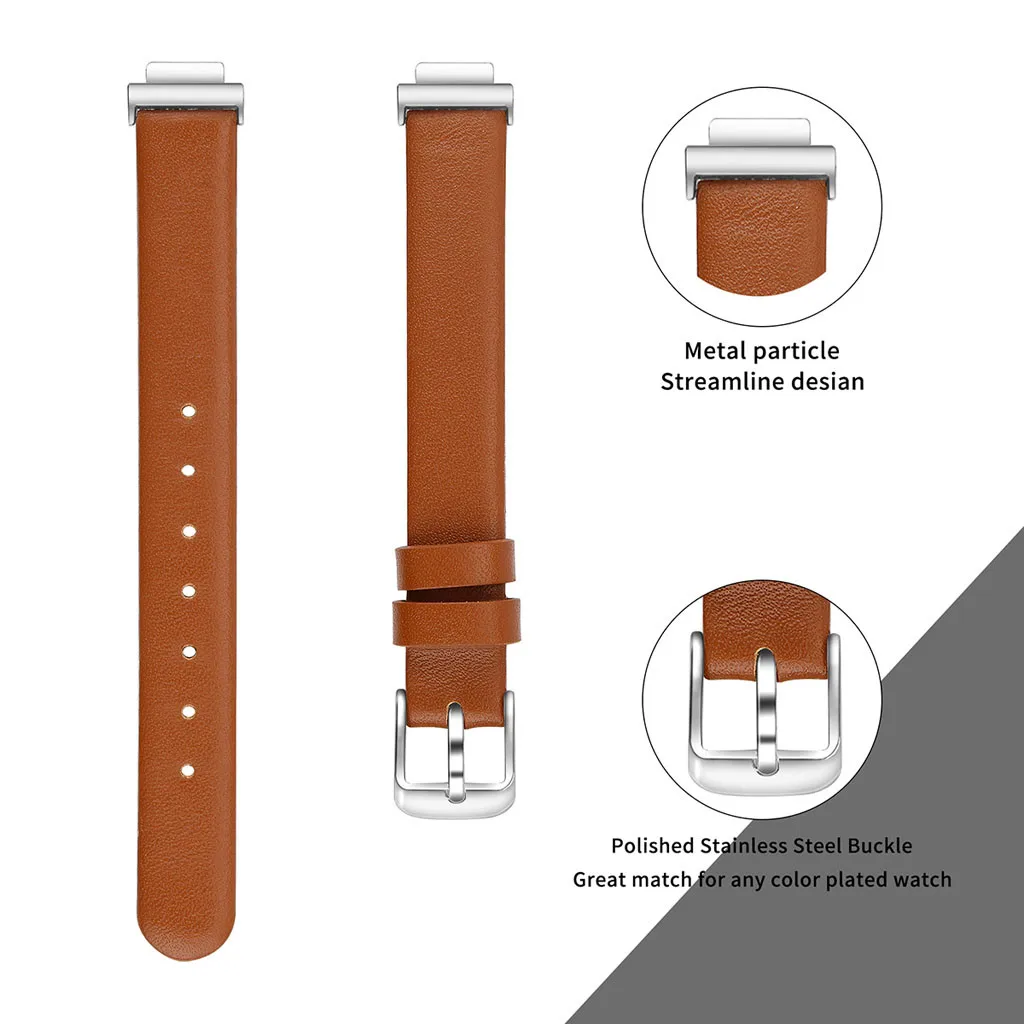 Ouhaobin кожаный ремешок для часов, ремешок для Fitbit Inspire/Inspire HR, роскошные кожаные ремешки, сменный Браслет с металлической пряжкой 430#2