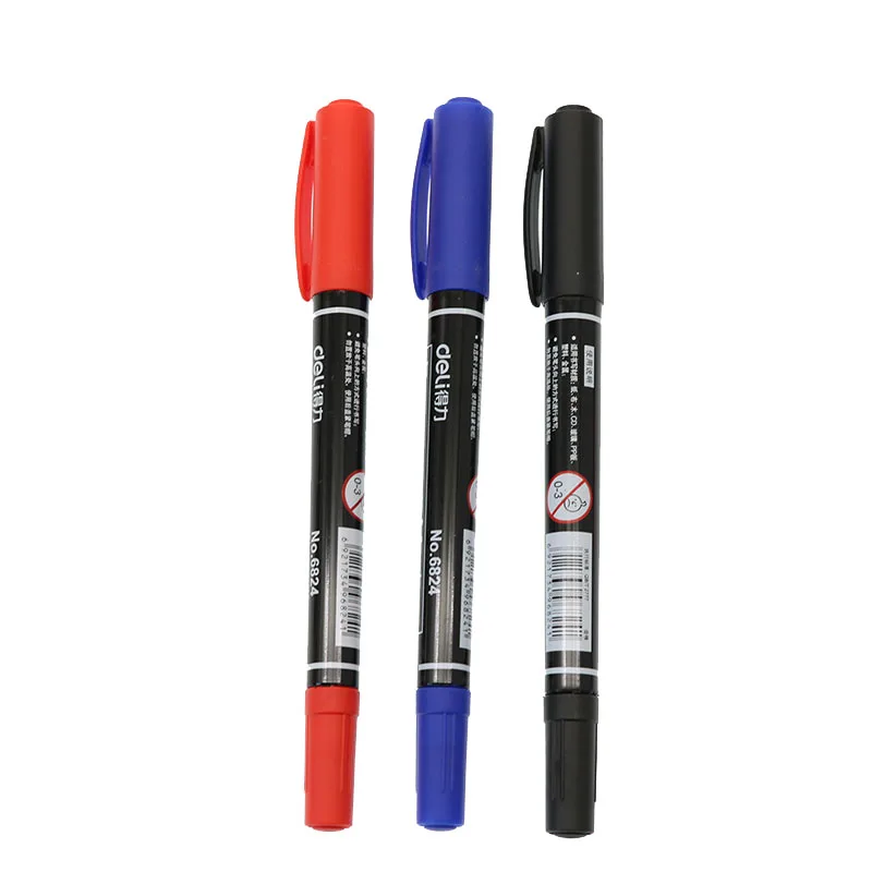 3 different colors Deli 3 шт цветной двойной наконечник 0,5/1 мм Быстросохнущий Перманентный знак маркеры для металлической ткани качество fineliner для рисования - Цвет: 3 different colors