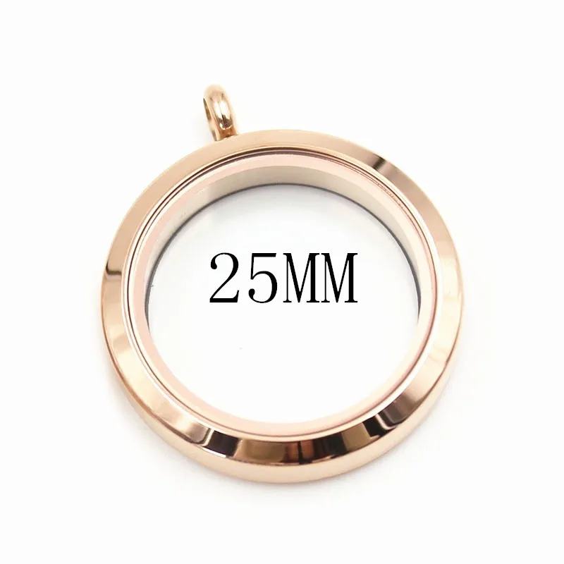 rose gold 25mm Водонепроницаемый плавающий медальон из розового золота, нержавеющая сталь, простой витой винт, плавающий стеклянный медальон для ювелирных изделий DIY - Окраска металла: rose gold 25mm