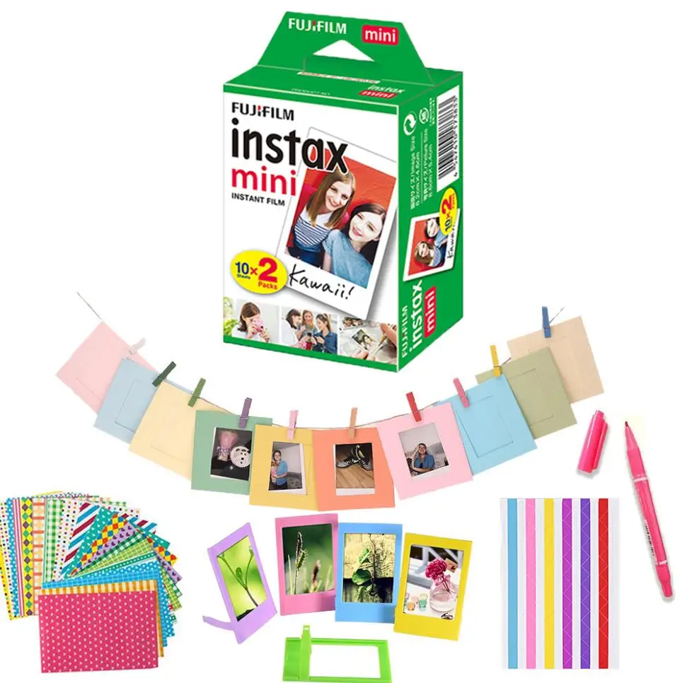 20 and 10Pcs Kits Белая пленка для Fuji Instax Mini 8 белая пленка Photo листы(20 Вт, 30 Вт/40/60/80/100 шт) для мини-9 50 70 Фотоаппарат моментальной печати+ набор контактов для тестирования 10 в 1 набор аксессуаров - Цвет: 20 and 10Pcs Kits