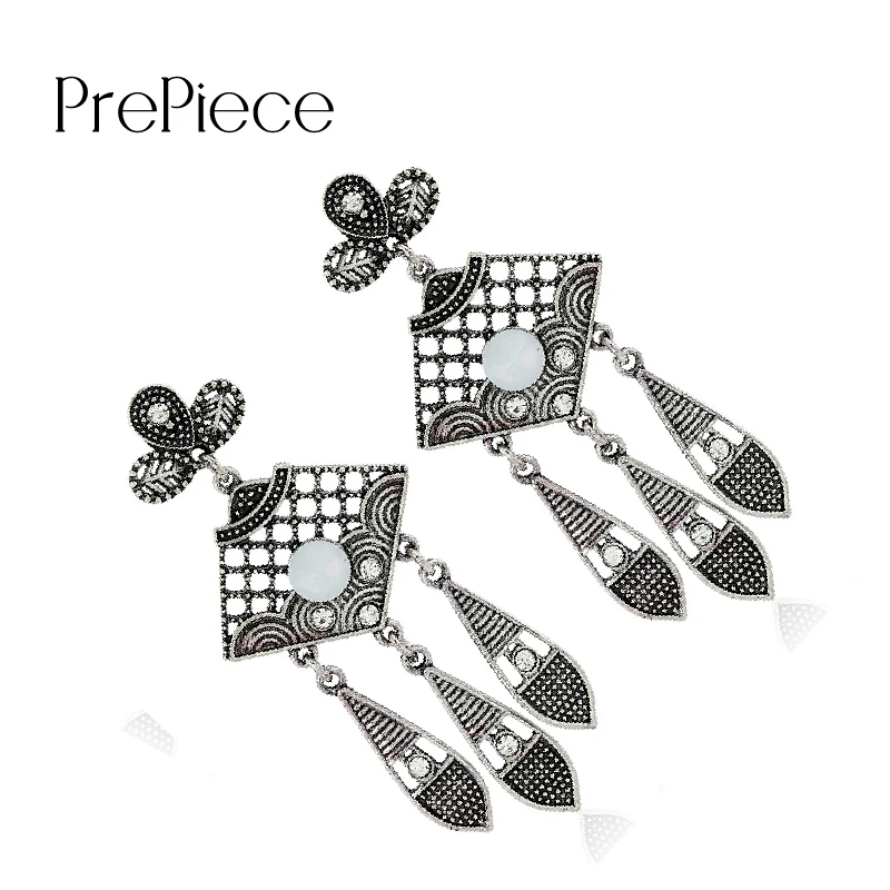 Prepiece Модные ажурные Длинные кисточкой падение серьги для женщин Цирконий