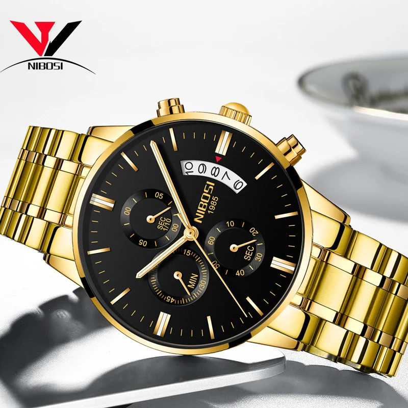 NIBOSI Водонепроницаемый Повседневное часы Для мужчин Элитный бренд кварцевые