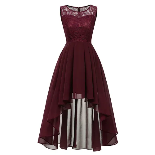 Wine red OML536Z# летние сексуальные кружевные шифоновые фиолетовые розовые платья подружки невесты Короткие Длинные вечерние платья для выпускного вечера оптом дешевые женские платья оптом - Цвет: Wine red
