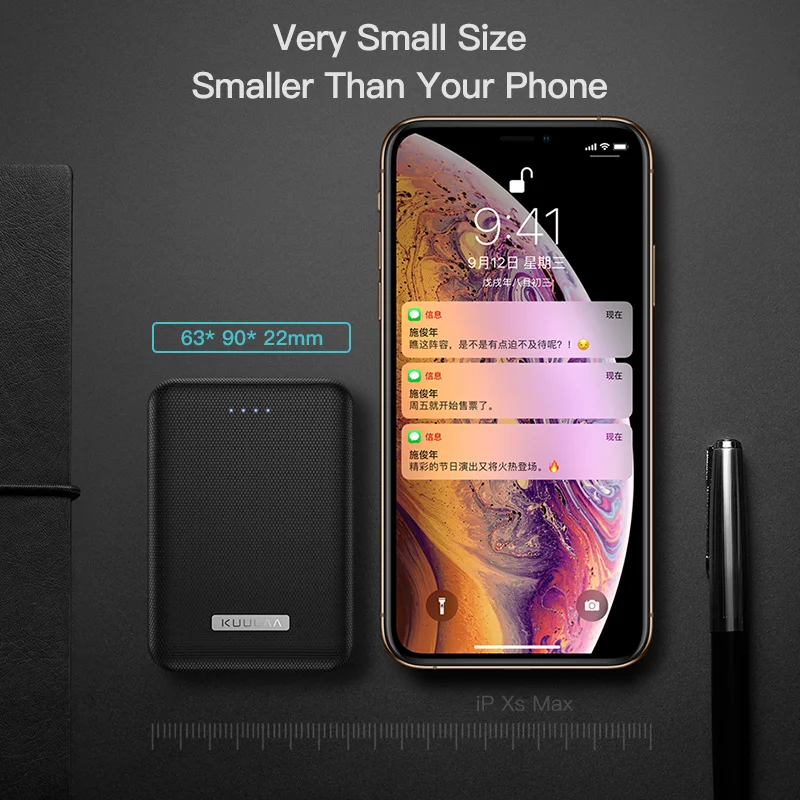 KUULAA Power Bank 10000 мАч Портативное зарядное устройство Dual USB Mini Внешнее для Xiaomi Mi 8 PoverBank