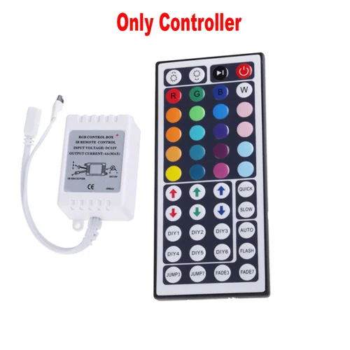 ONLY RGB Controller DC12V 5050 светодиодный RGB полный набор 15 м 10 м 5 м IP65 Водонепроницаемый потолочный лента светильник 44-клавишным пультом управления RGB контроллер 5A светодиодный Питание - Испускаемый цвет: ONLY RGB Controller