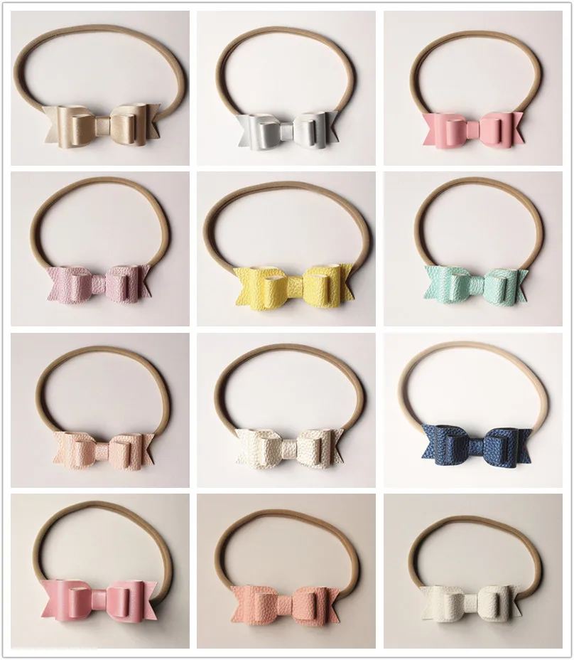 12 шт. простая искусственная кожа личи стрия лента для волос банты многоуровневые