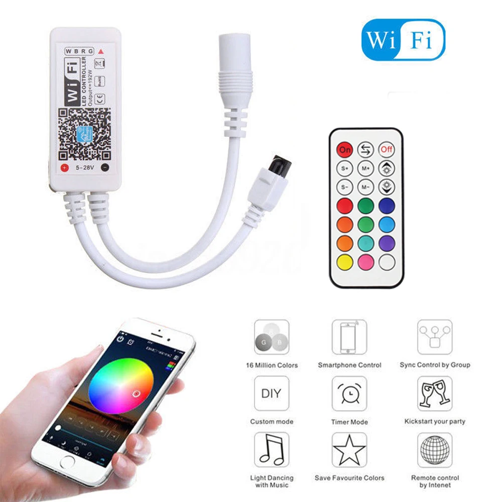 Светодиодная ленсветильник RGB с Wi-Fi и пультом ДУ 5 м 2835 5050 | Лампы освещение