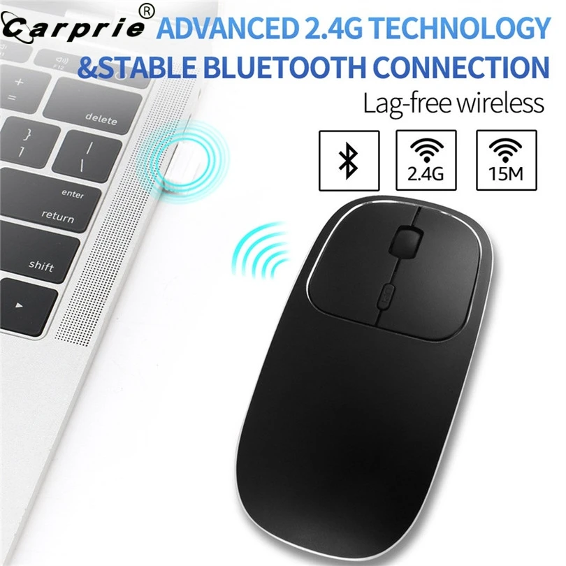 CARPRIE 1 шт. перезаряжаемая Беспроводная Bluetooth-совместимая мышь 2 4 ГГц металлическая