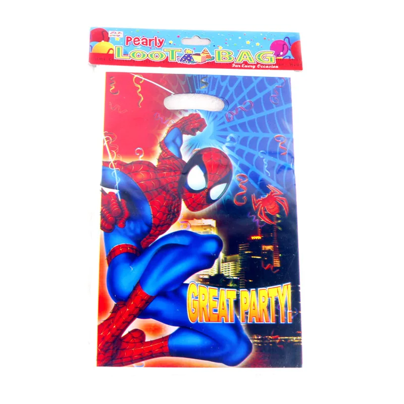 Spiderman 1 10Pcs Мультфильм Русалка тема Подарочная сумка ребенок день рождения свадебное украшение Конфеты Печенье Десерт пластиковые пакеты - Цвет: Spiderman 1 10Pcs