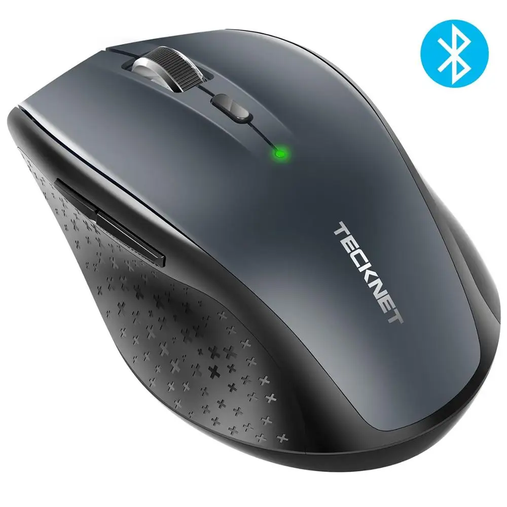 Серый Tecknet Bluetooth Беспроводной Мышь 2.4 г 2600/2000/1600/1200/800 Точек на дюйм для ноутбука Тетрадь PC компьютер - Цвет: Серый