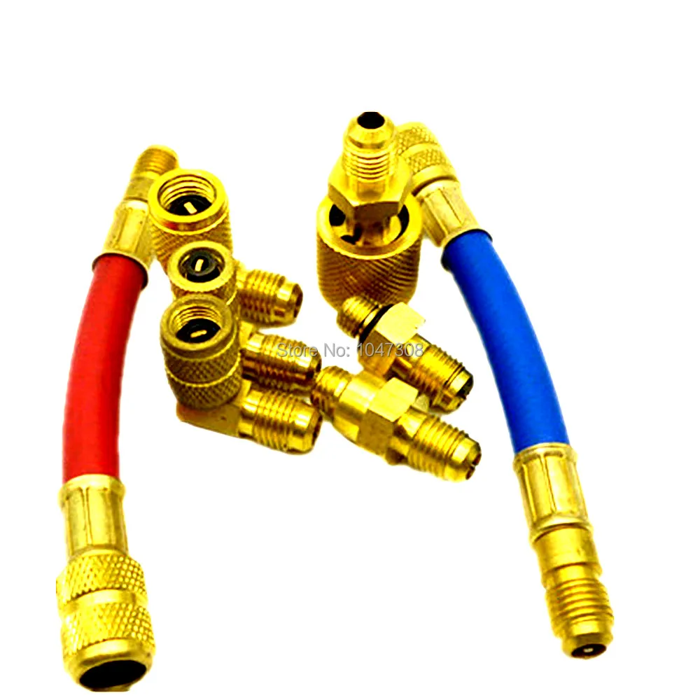 8pcs Air Conditioner Refrigeration R134A R12 Converting Adapter Car AC Connector Hose Set Kit Conversion Quick Connect Coupler |