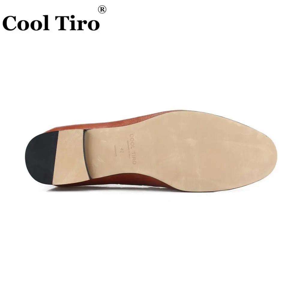 COOL TIRO Tassels Loafers Men Moccasins Slippers Wedding Men's Dress Shoes Business Flats Casual Genuine Leather Brown | Обувь