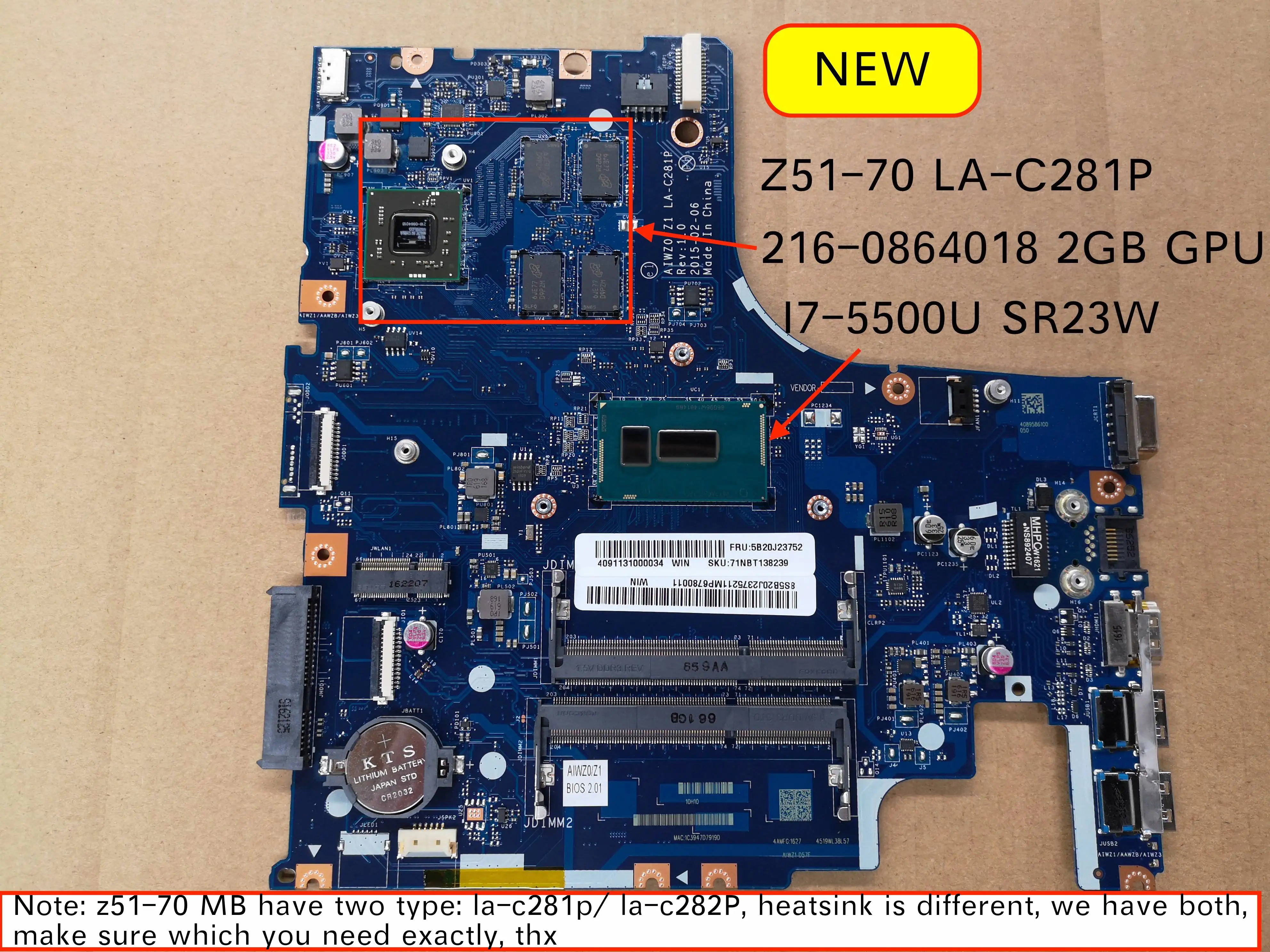 

Полностью протестированная материнская плата AIWZ0/Z1 LA-C281P для ноутбука Lenovo Z51-70