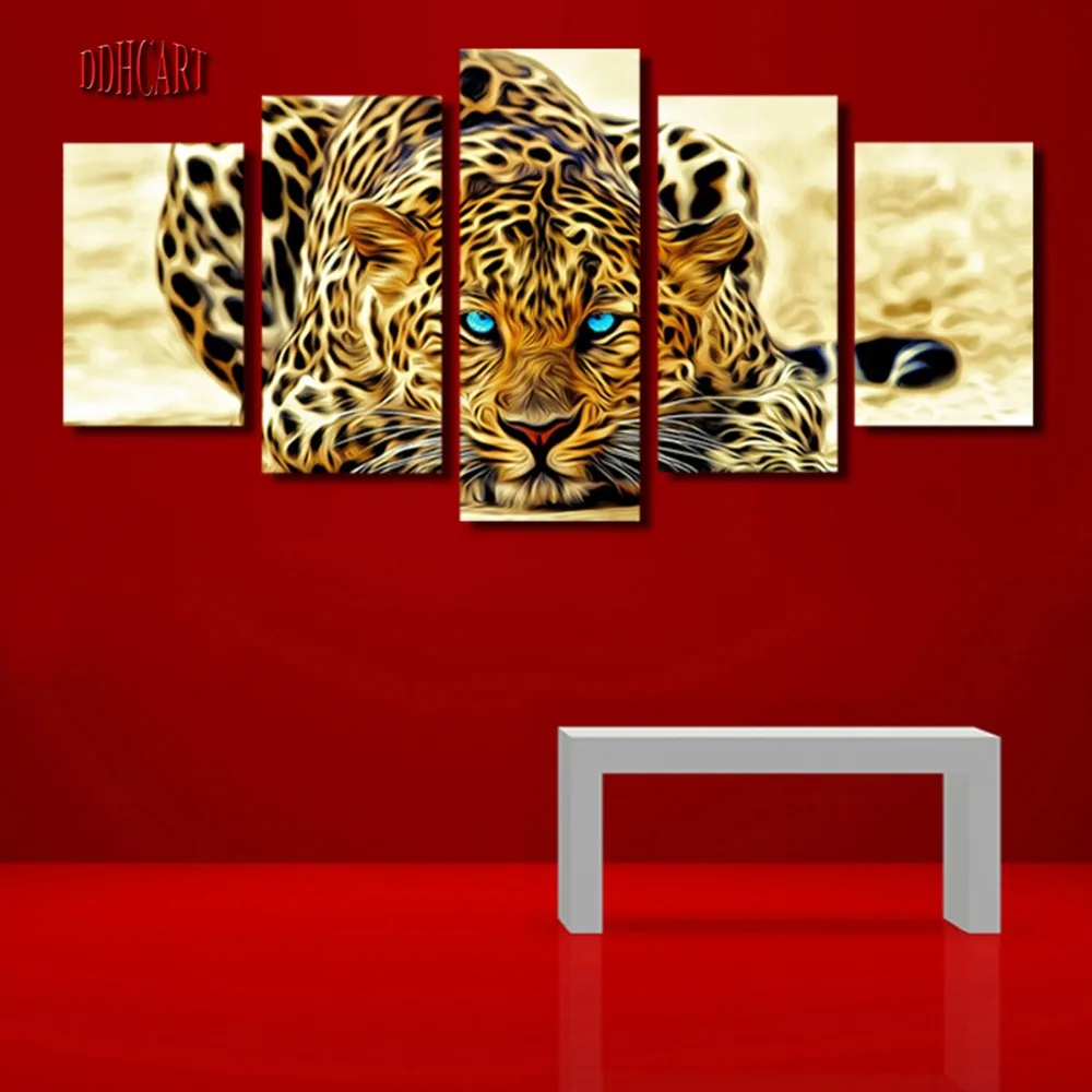 5 Шт. Аннотация Леопарды Современный Дом Украшения Искусства Стены Холст
