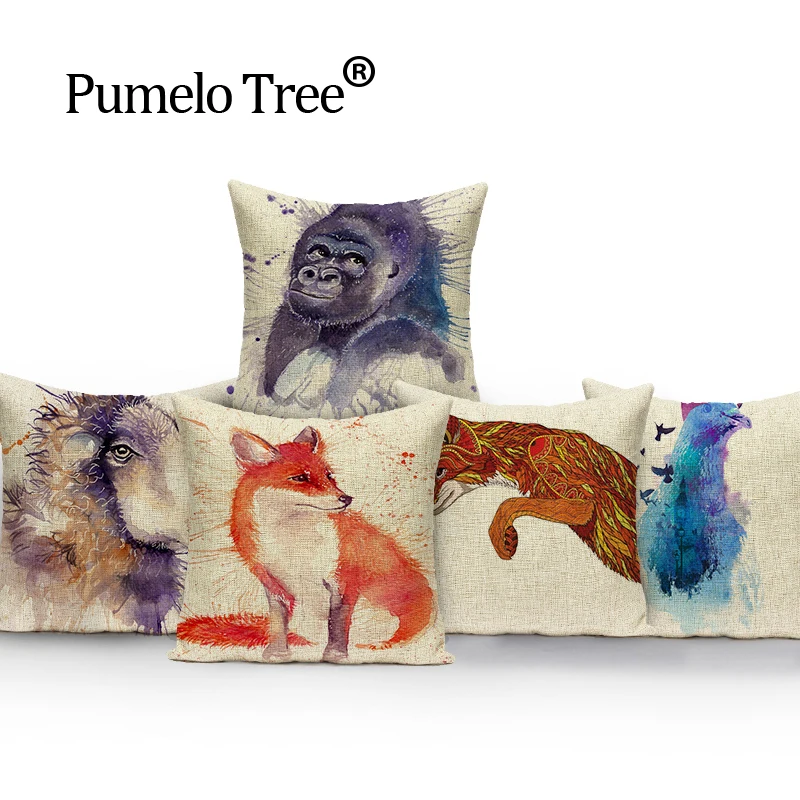 Цветные декоративные подушки с изображением лисы и животных Прямая поставка