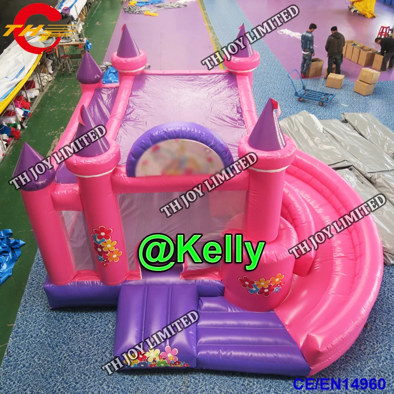 free door shipping pink inflatable bouncy castle with slide for sale bounce house jumping | Игрушки и хобби