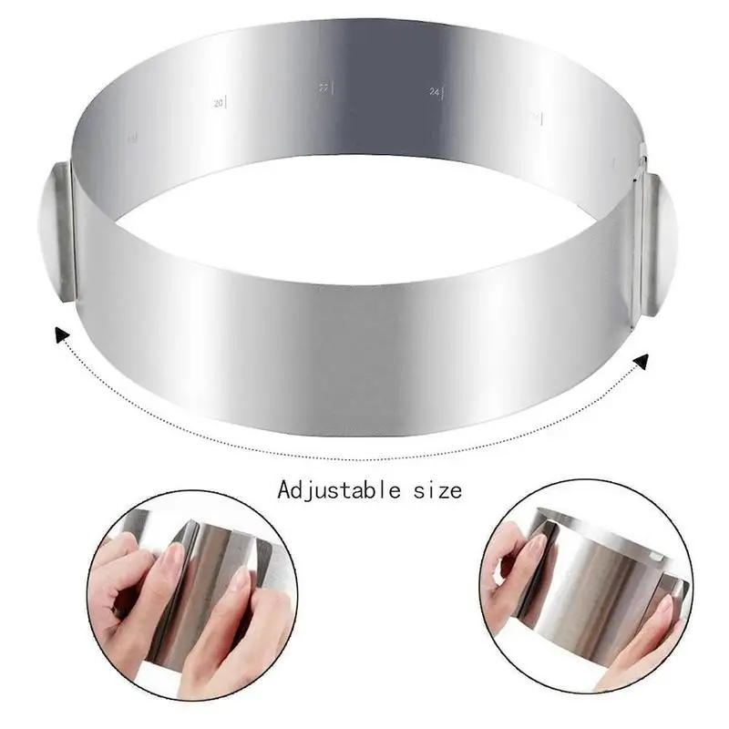 

Retractable Steel Circle Mousse Ring Cake Mold Cake Baking Tool Size Shape Adjustable Bakeware Kitchen Accessories