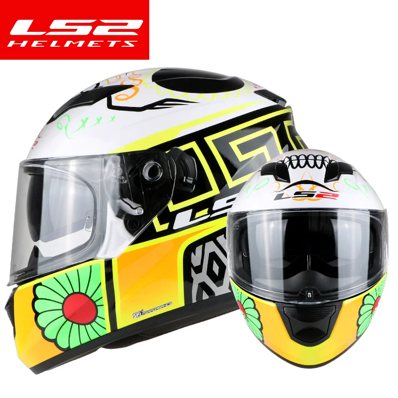 LS2 ff328 moto rcycle шлем с внутренним солнцезащитным козырьком двойной объектив полный шлем без подушки безопасности шлем moto capacete точка утверждения - Цвет: Yellow poison flower