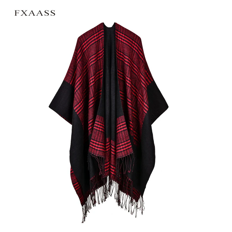 

FXAASS New Autumn/Winter Shawl Fashion Poncho Women Scarf for Lady Luxury Blanket Cashmere Scarves Warm Pashmina Wholesale Cape
