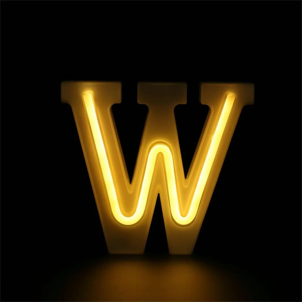W Светодиодный светильник с буквенным алфавитом, с надписью, с USB, Романтический, сделай сам, светящийся, белый, пластиковый, с буквами, висящий, A-Z и свадебные светильники - Цвет: W
