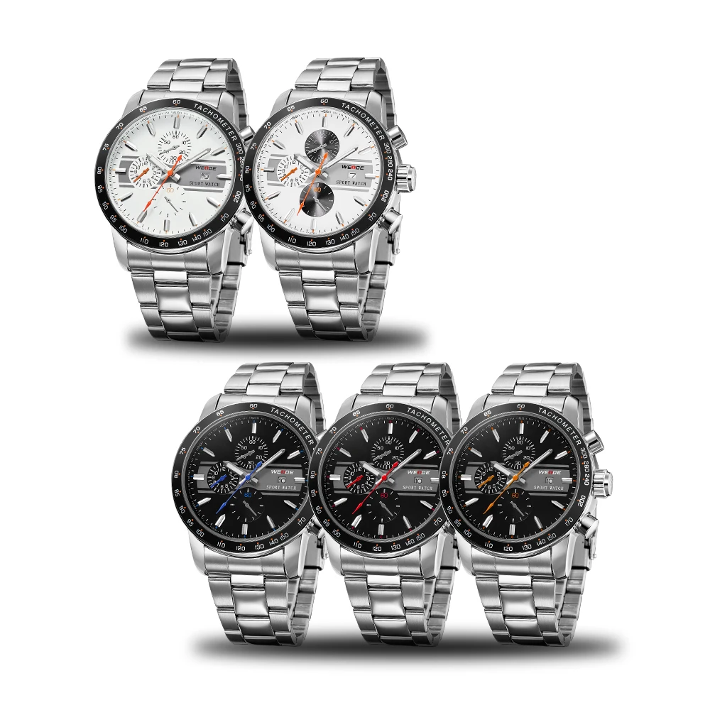 Бренд WEIDE мужские полностью стальные часы японский аналоговый Дисплей Miyota