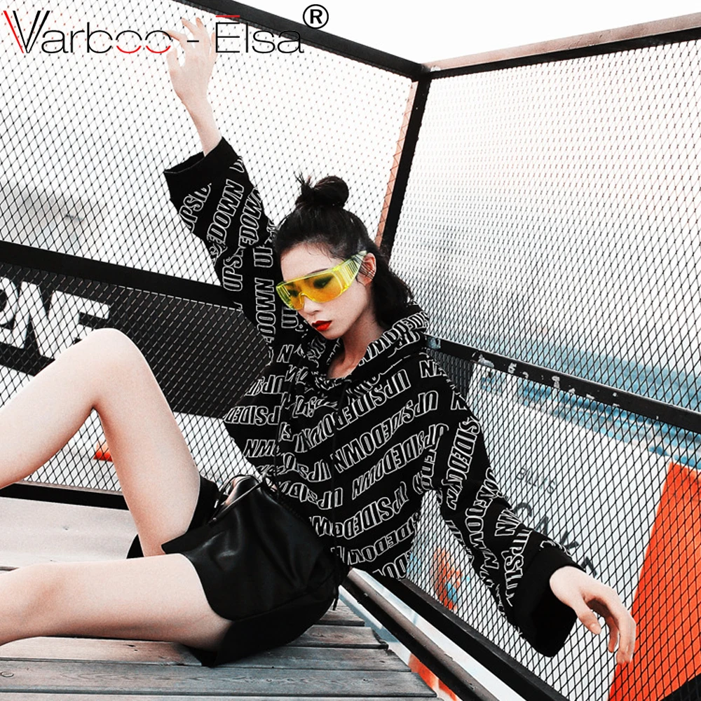 VARBOO_ELSA 2018 Весна Для женщин модные красные краткое письмо печати Свободные