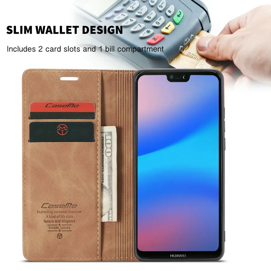 CaseMe для huawei P20 lite Флип кожаный чехол портмоне держатель телефона Coque Новая Книга