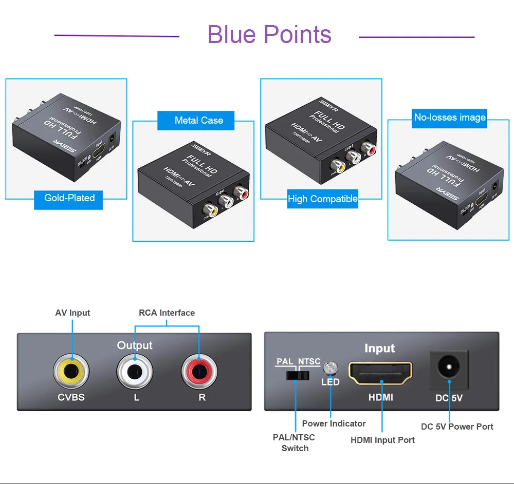 HDMI видео конвертер в AV RCA 3RCA CVBs HDMI2AV адаптер Поддержка PAL/NTSC|hdmi to av|hdmi rcahdmi rca converter |