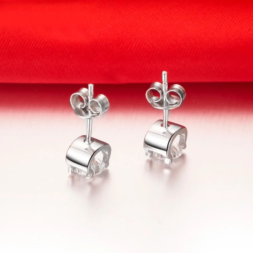 

0.6 CT/ Piece Oxhead Fine Diamond Stud Earrings for Women White Gold Cover Real sterling silver Wedding Earrings