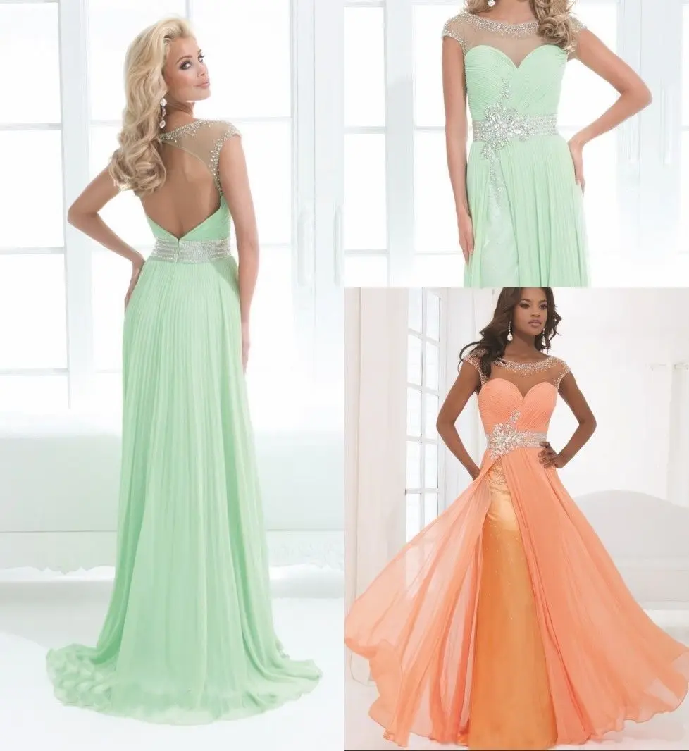 New 2014 Handmade Free Shipping Long Chiffon Evening Dress Custom All Size2-18+++ | Свадьбы и торжества