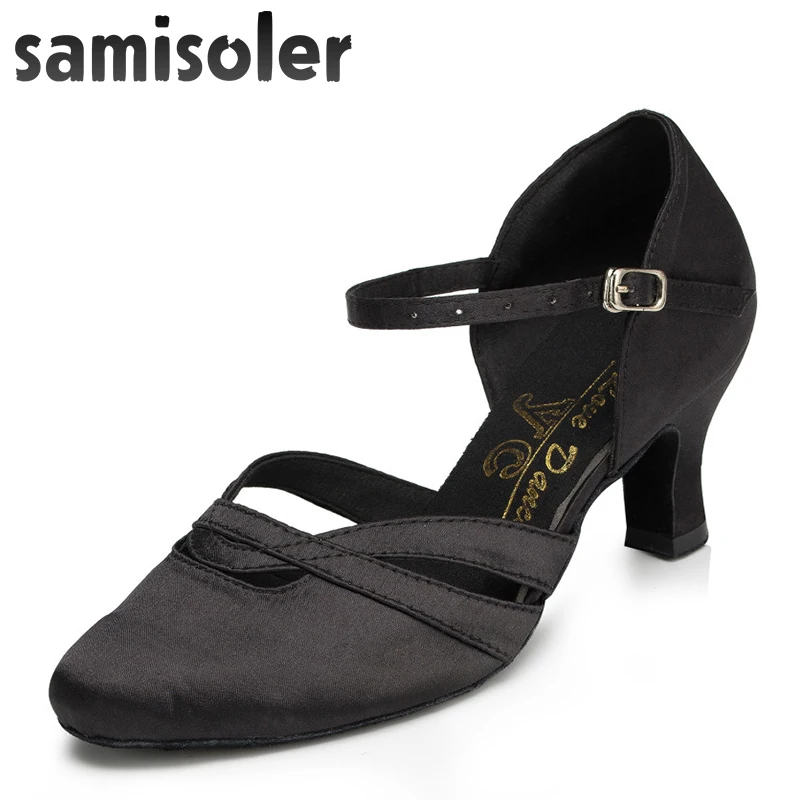 

Samisoler New Cloth Collocation Shine Ribbons Ballroom Fashion Dance Women Latin Dance Competition Shoes