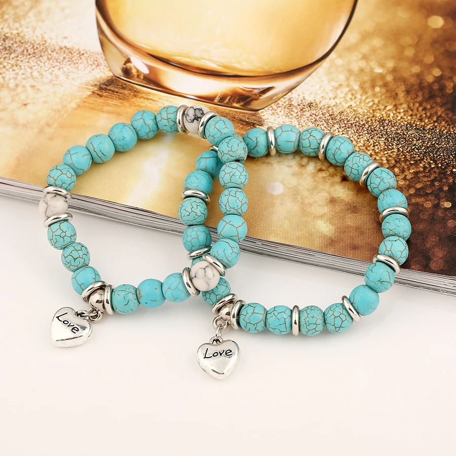 Женский браслет с бусинами и сердечками в богемном стиле|bracelets for|charm braceletcharm bracelets