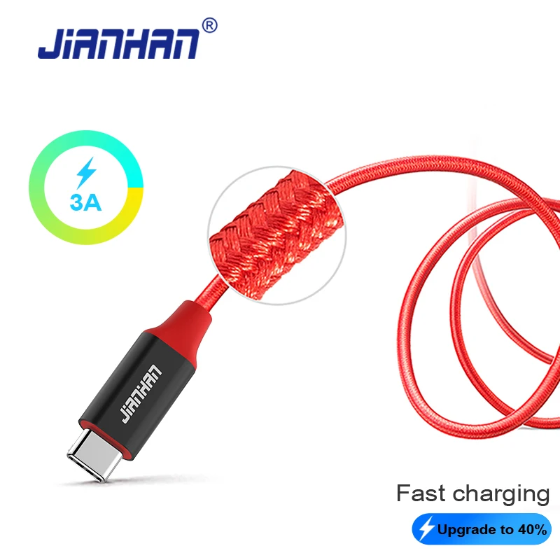 Кабель USB Type C 3 А быстрое зарядное устройство JianHan провод 2 0 зарядка с прочной