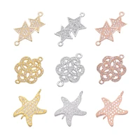 juya diy jewelry making accessories micro pave zircon flower star charms connectors for bracelets earrings hardware material