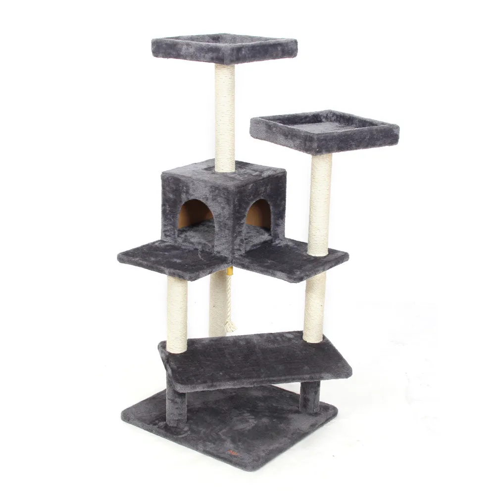 Pawz Road Быстрая H130cm кошка скалолазание игрушки Когтеточка из цельного дерева для кошек скалолазание рама несколько столов плюшевые игрушки для домашних животных - Цвет: Gray