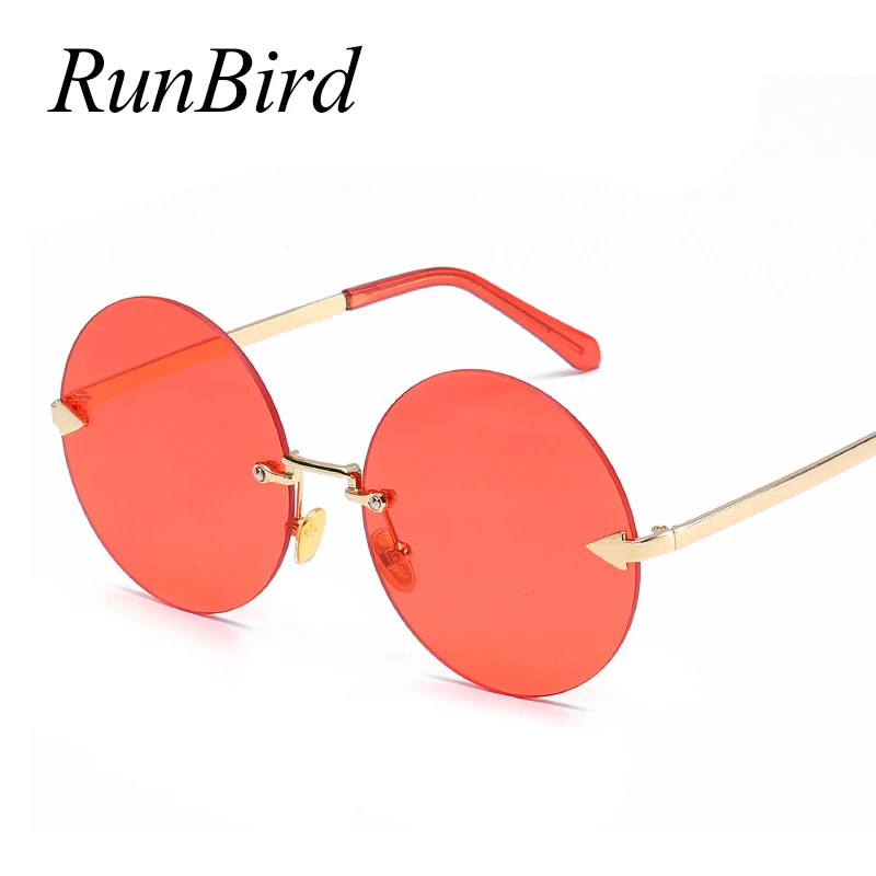 RunBird Ретро стиль Круглый без оправы солнцезащитные очки для женщин супер
