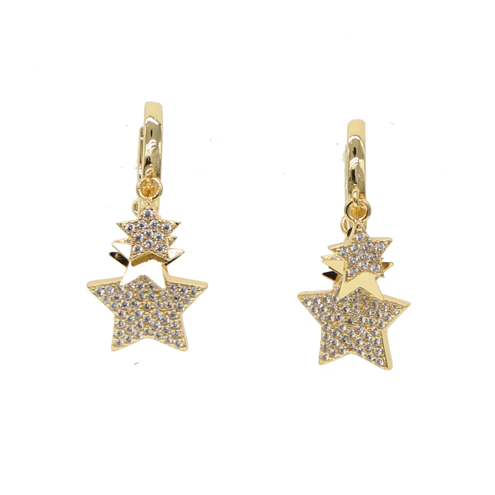 Женские миниатюрные серьги со звездочками изящные подвески золотистого цвета в