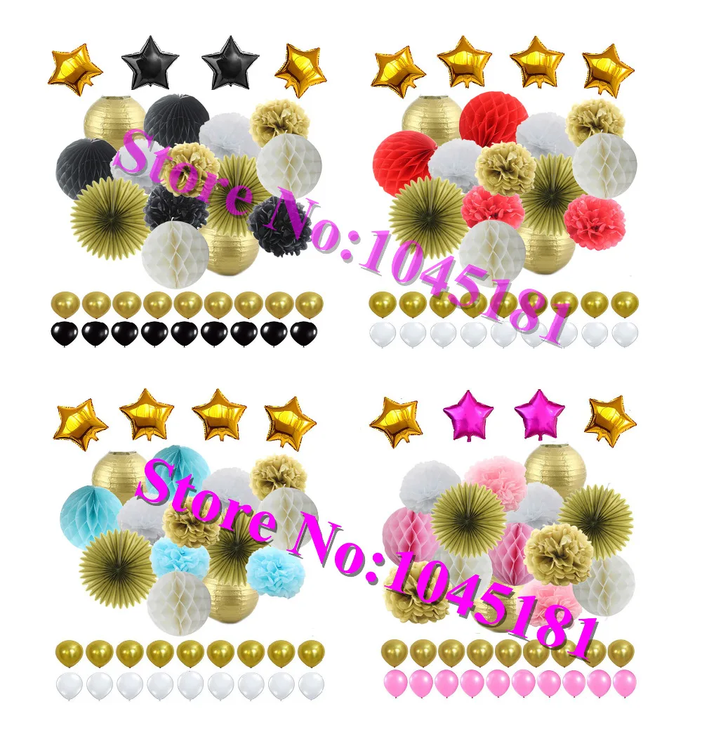 10 комплектов золотые тканевые бумажные сотовые шары фонарики помпоны миларовая