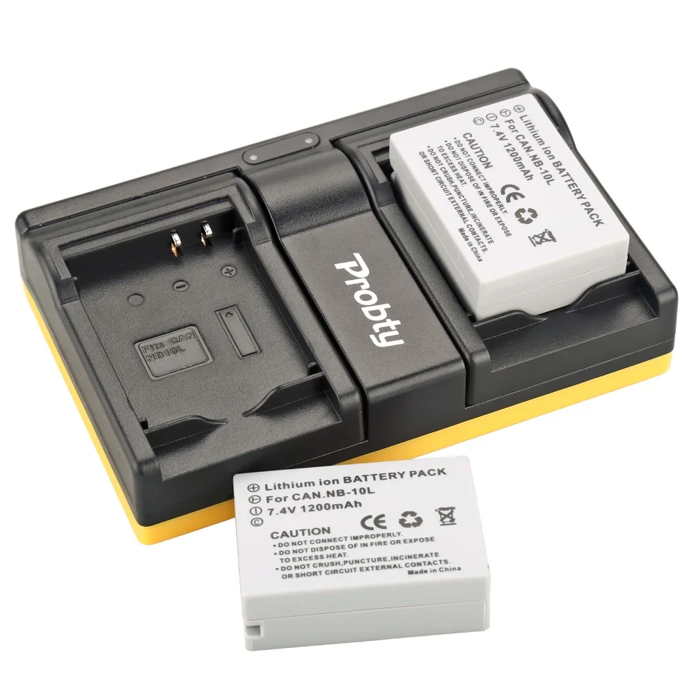 Probty 2 шт. NB-10L NB 10L Камера Батарея + USB Dual Зарядное устройство для Canon G3X G1X G16 G15 SX40 SX50 SX60