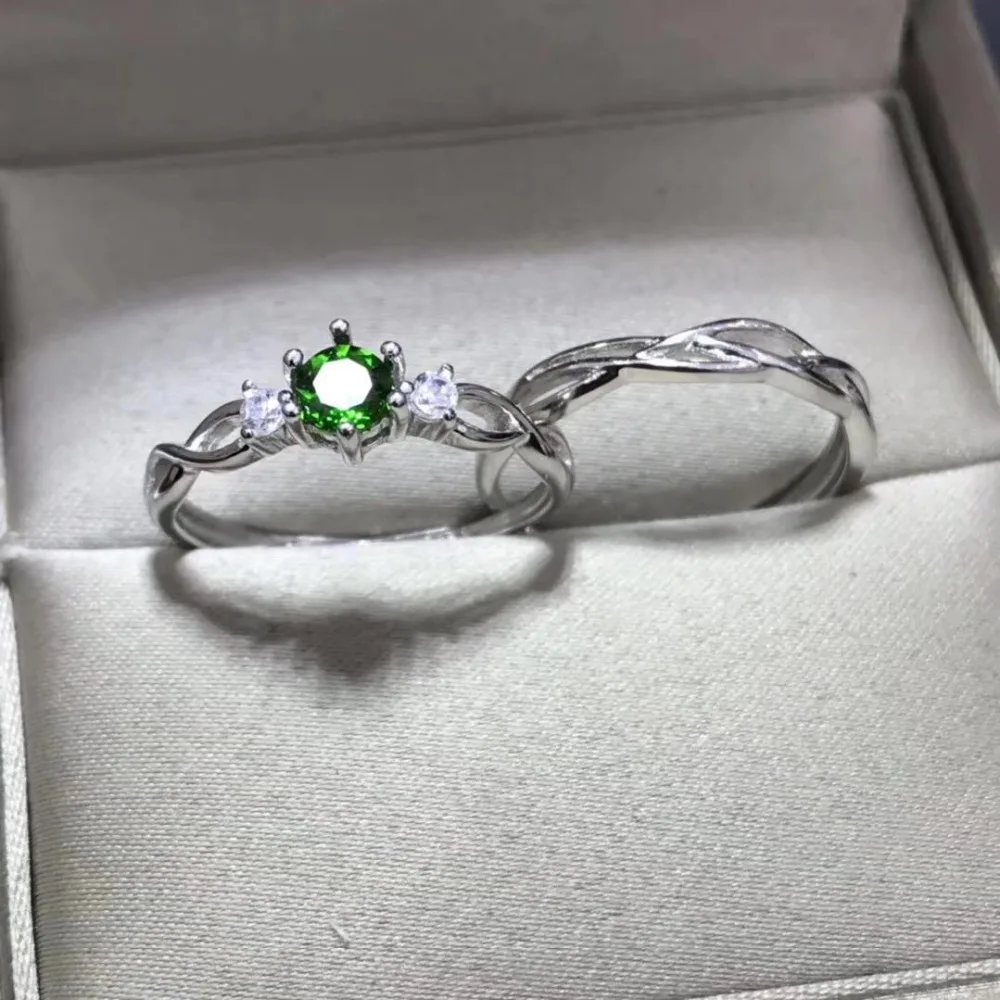 Женское вечерние ЦО из серебра 925 пробы с натуральным зеленым диопсидом|gemstone