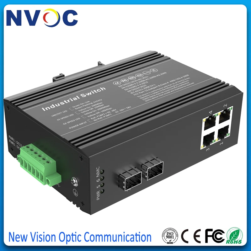4POE 10/100/1000M IEEE802.3af/at + 2SFP 1000M за исключением SFP неуправляемый промышленный