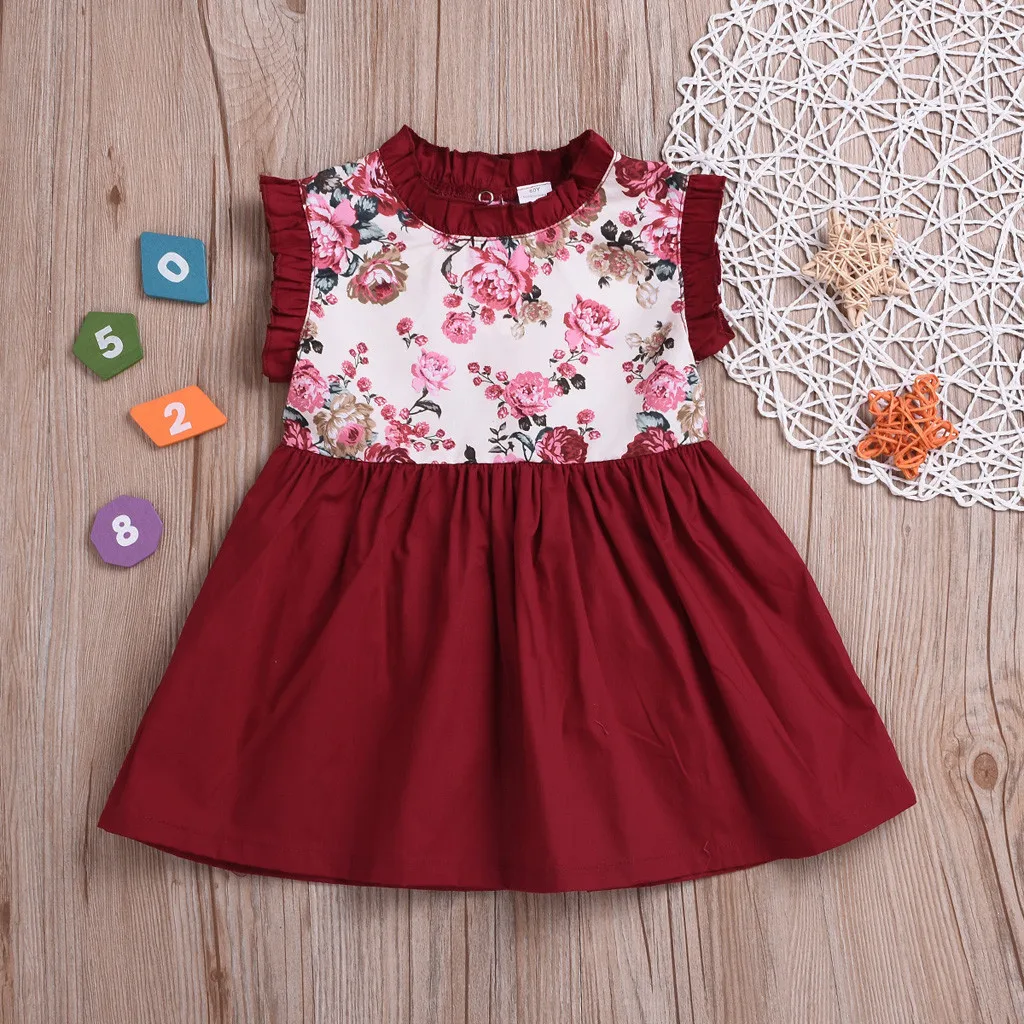 2019 Multitrust Brand Toddler Baby Little Big Sister Matching Girl Floral Romper Party Dresses Christmas Summer Red Sunsuit W614 | Детская