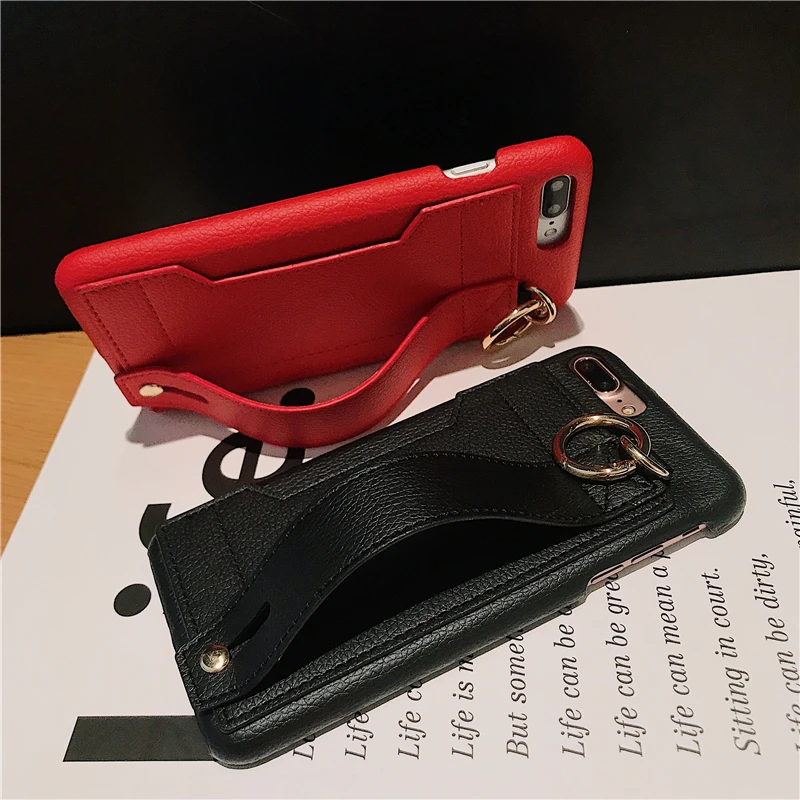 Модный 3D кожаный чехол с ремешком на запястье для телефона iPhone 12 11 Pro X XS Max XR 7 8 6 6s