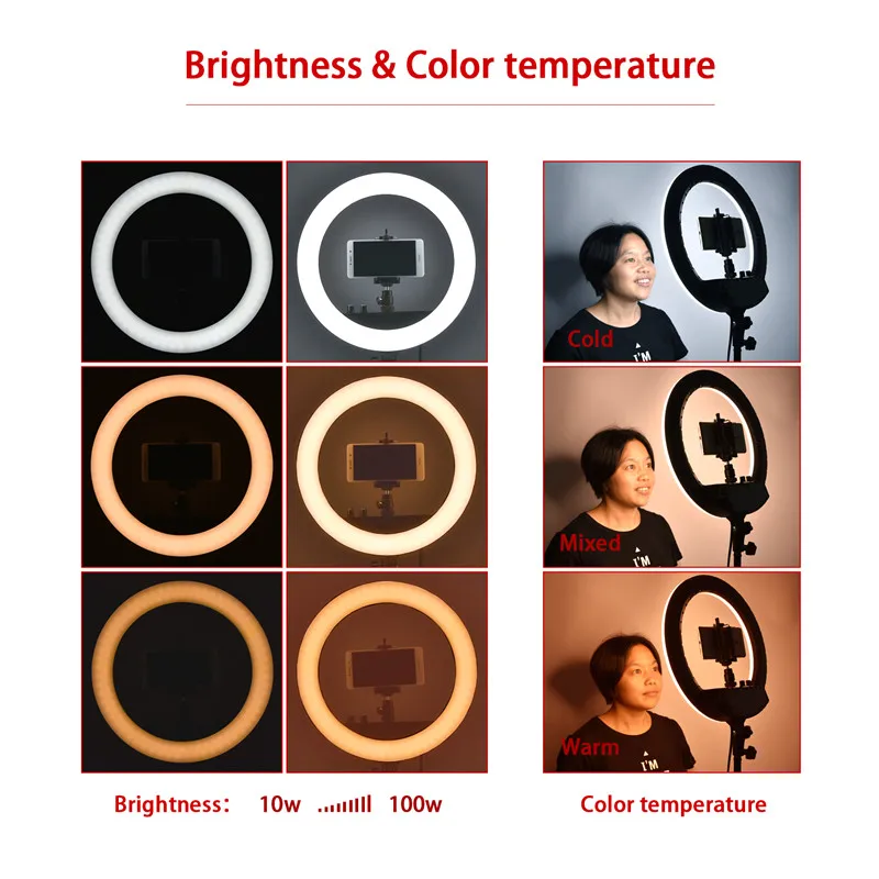 Fosoto 240 Led 14 дюймовое фотографическое освещение с регулируемой яркостью 3200 5600K