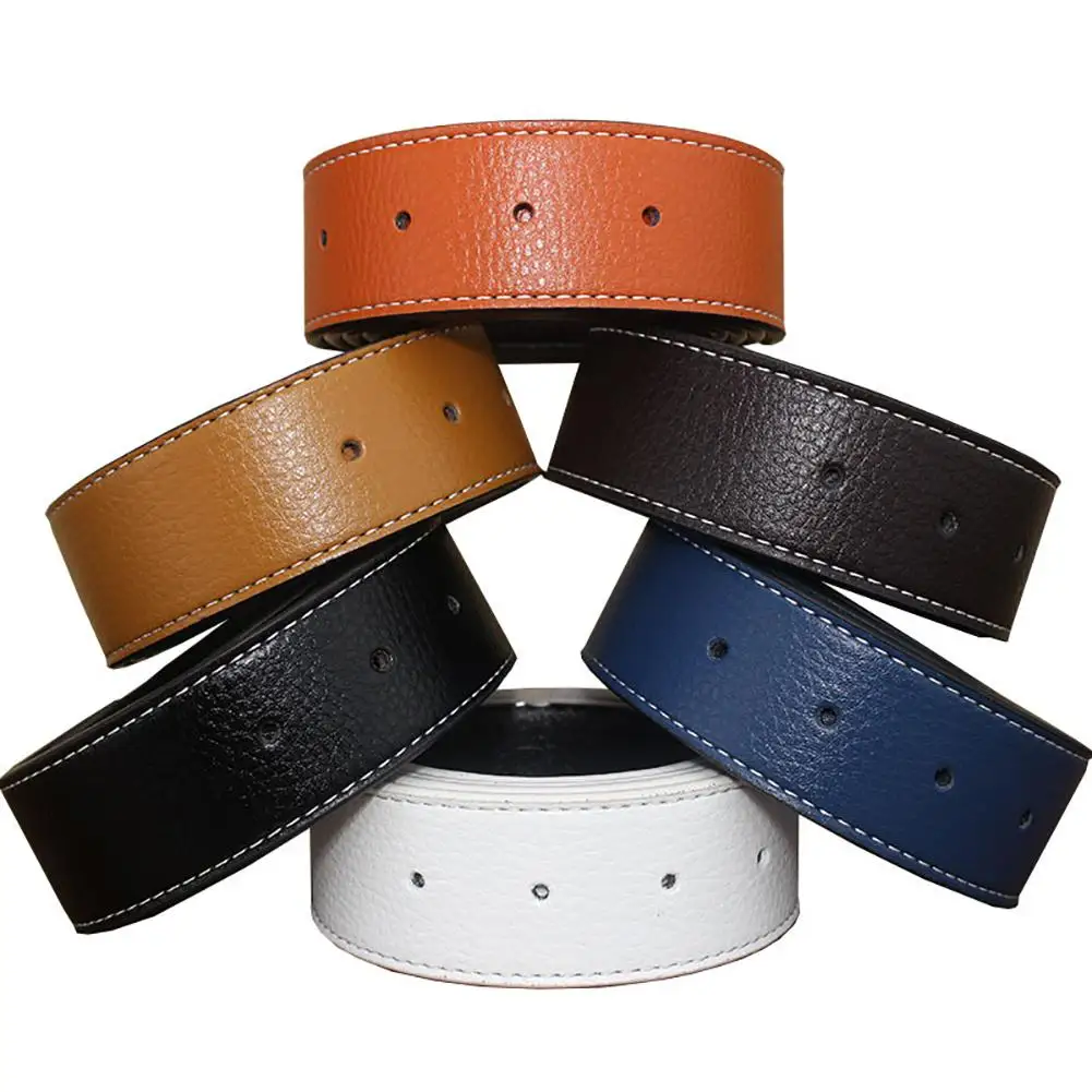 

3.7cm Men Adjustable Genuine Leather Pants Waist Strap Band Belt without Buckle